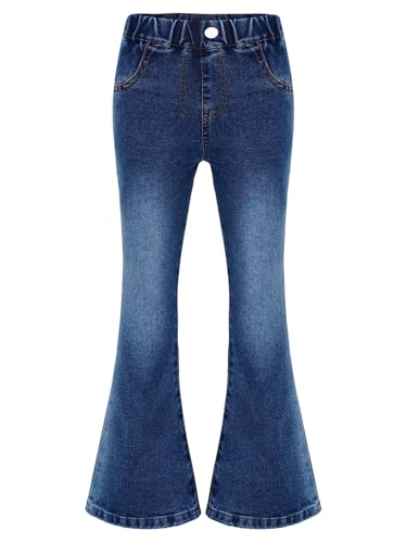 Girls Flared Jeans for Teens Elastic Waist Stretch Bell Bottom Denim Long Pants with Pockets