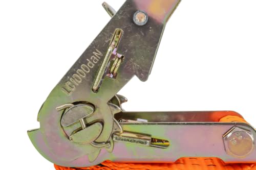 UNITRAILER Sangle d'arrimage avec tendeur à cliquet 6m 35mm 2t Orange Sangle de Transport Robuste pour remorque Voiture dépanneuse et Utilitaire Fixation sécurisée de Chargement et de Machines – vue 5
