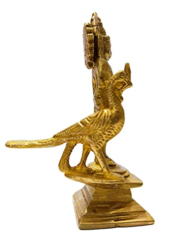 Estatua de Kartikeya en latón con acabado dorado de 12 cm miniatura 5