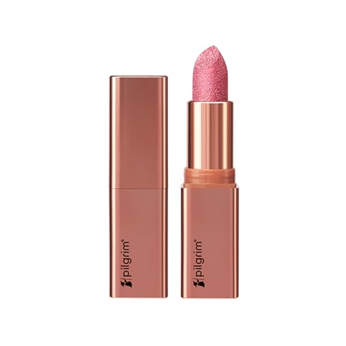 Image of Pilgrim Glitter Lipstick For Women 4.2gm | Dubai Luxe Lifestyle - My Habibi Shade | Lipstick Infused with Vitamin E & Olive Oil | Glitter Formula With Matte Finish | Non Drying | All Skin Types