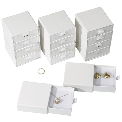 40Pcs White Small Jewelry Boxes 3.54×3.54×1.26in Cardboard Jewelry Gift Boxes Jewelry Packaging for Small Business for Necklace Ring Bracelet Earring Display Box