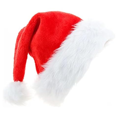 Santa Hat Red Fluffy Father Christmas Hat Unisex Velvet Comfort Xmas Hat Extra Thicken Classic Fur for Adults Christmas New Year Festive Holiday Party Supplies Cover