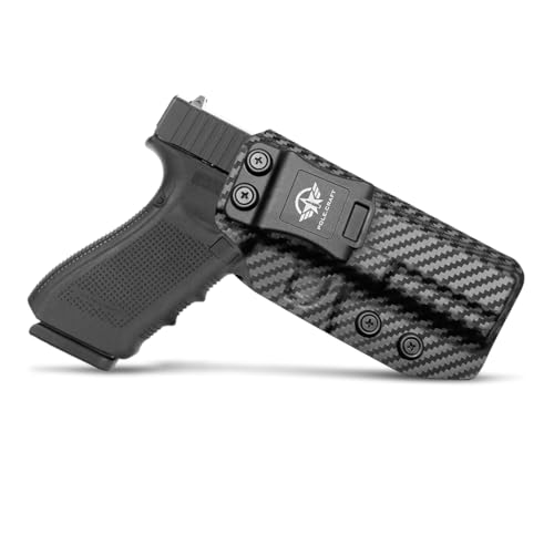 POLE.CRAFT Holster for Glock 20 21 22, Carbon Fiber Kydex IWB Holster for Glock 21 20 Gen 3 4 5 & Glock 22 Gen 5 - Inside Waistband - G21 G20 G22 Gun Accessories (Black, Right)