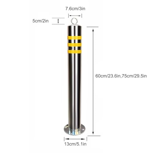 Poste de Bollard de Acero Reflectante Amarillo 23.6" 2 Unidades miniatura 7