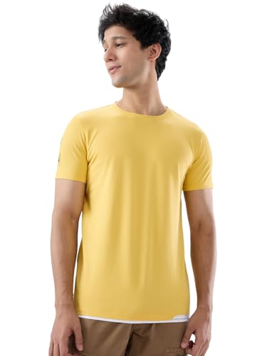 Image of Spykar Men's Slim Fit Round Neck Half Sleeve Solid Casual T-Shirt