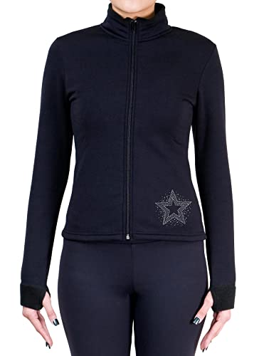 NY2 SPORTSWEAR Figure Skating Polartec Polar Fleece Jacket with Rhinestones JR137 - Adult Sizes - (Adult Large)