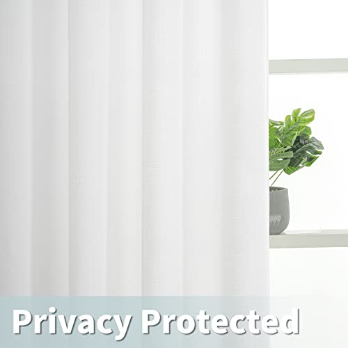 Image of LAMIT White Semi Sheer Linen Curtains for Bedroom, Light Filtering Panels, Grommet Privacy Protected Linen Curtains for Small Window /Kids' Room, Set of 2 Panels (38 x 63 Inch, White)