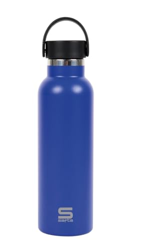 SAFTA REFLEX - Borraccia termica bottiglia dacqua in acciaio doppio isolamento 12 ore di bevande calde e 24 ore di fredde 7.3 x 25 cm 600 ml Reflex M Casual inox blu