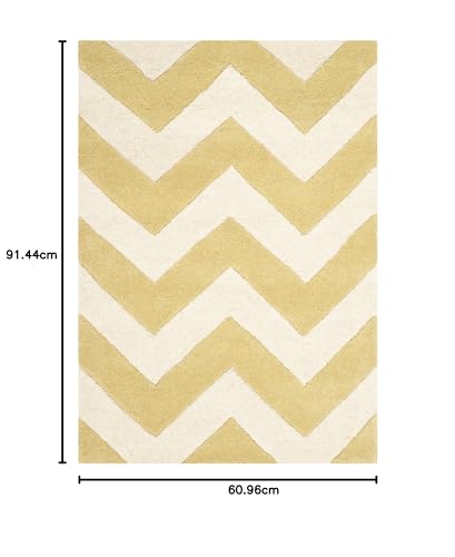 Safavieh Contemporary Indoor Hand Tufted Accent Area Rug, Chatham Collection, CHT715, in Light Gold / Ivory - Image 3