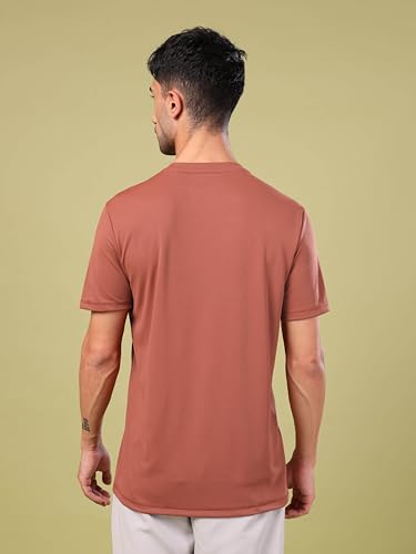 Image of TECHNOSPORT Men's Slim Fit Polyester Activewear Sports T-Shirt with Moisture-Wicking Comfort for Workout, Running & Gym