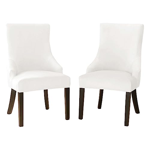 JHLD Velvet wingback Side Chair slipcover, armless wingback Chair Cover Stretch Soft Sloping Armchair Covers Removable Washable for Dining Room Banquet-Cream-2 Pcs