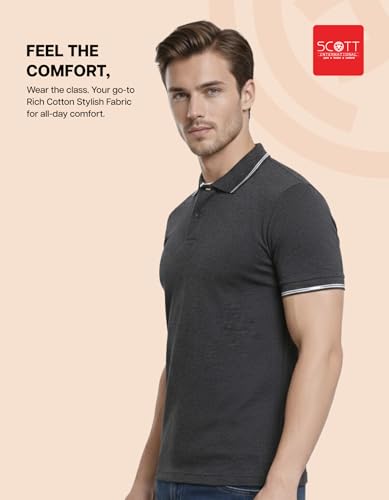 Image of Scott International Cotton Polo T Shirt | Collar Tshirts | Half Sleeves Plain T Shirt | T-Shirt |Tshirt for Men Stylish | Men's Tshirt
