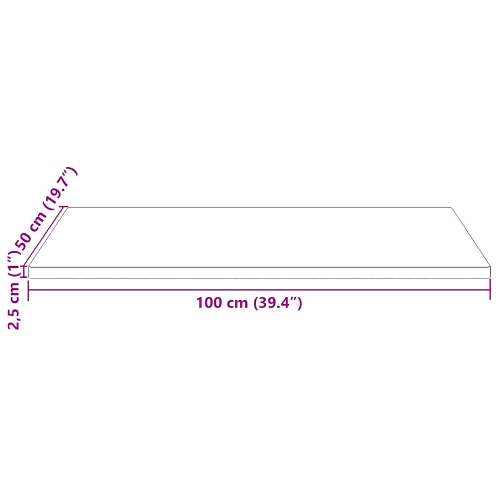 Piano Tavolo Bianco 100x50x2,5 cm Legno Massello Pino Rettangolare