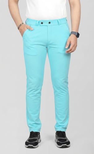 Image of MiraMichi Men's Slim Fit Formal Trousers - Crafted from Premium Lycra Blend Fabric, Solid Pattern, Ideal for Formal Occasions