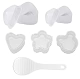6 PCS Kit Para Hacer Sushi y Onigiri, Incluye 5 Onigiri Molde con Formas Divertidas (Oso, Corazón) y Pala de Arroz. Ideal...