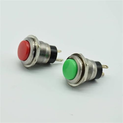 Interruptor de boton 12mm 2pin pulsador momentaneo verde de rosca para panel pack de 5 2