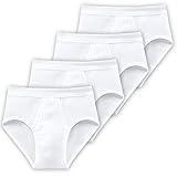 Schiesser Herren Slips mit Eingriff, Feinripp, weiss, 4er Pack