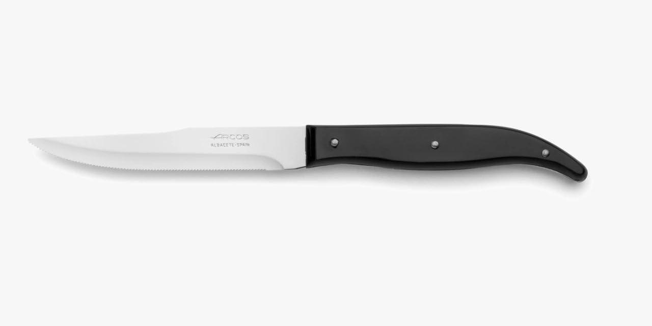 Arcos Table Knives Series, Chop Knife, 110mm Nitrum Stainless Steel Serrated Blade, Black Nylon Handle