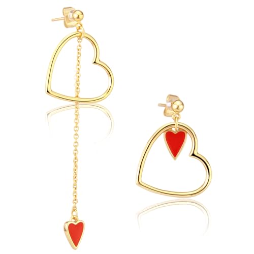 Gold-Plated Large Heart Earrings for Women – Hypoallergenic Brass Statement Earrings, Bold & Trendy Heart Jewelry for Everyday Wear or Special Occasions by STAR HARVEST JEWELRY - Used condition - US$8.10