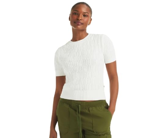 Image of Nautica Women's Short Sleeve Crew Neck Cable Solid Sweater