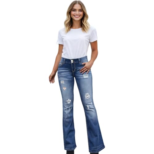 Plus Size Bootcut Jeans for Women,Womens Wide Leg Jeans Western American Eagle Jean for Womens Western Ripped4