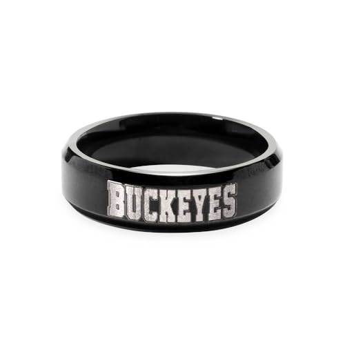 PicturesOnGold.com Officially Licensed Ohio State University College-Black Stainless Ring - Size 6