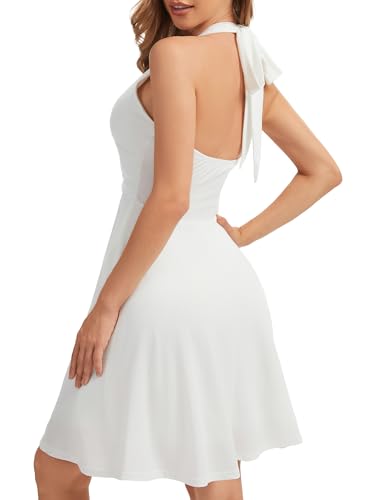 Image of Women's Summer Sundress- 2025 Sexy Halter Sleeveless Spring Boho Elastic Waist Ruffle Mini Dress