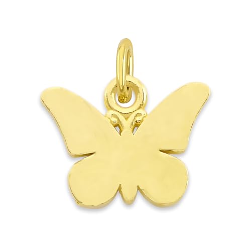Solid Gold Butterfly Microcharm Available in 10k or 14k, Mini Cute Animal Charm Symbol with Clasp