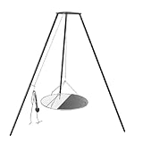 KIKIBRO Tripod Cooker Campfire, Grill Grate with Adjustable Height for Cooking Over Fire & Collapsible Legs for Easy Storage