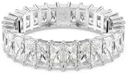 Swarovski Anillo Matrix, Talla baguette, Blanco, Baño de rodio, 50