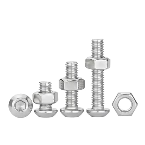 KIZUNA Tools M2 .5 M3 M4 M5 M6 M8 304 A2 ステンレス鋼六角ボルトナットセットメトリック ソケットボタンヘッドねじナットキット固定(22mm,M4-10Sets)