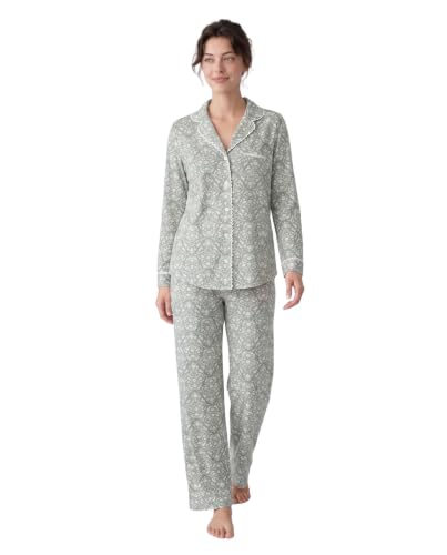 Image of Laura Ashley Women's Plush Knit Pajamas 2 Piece Ultra Soft Brushed Long Sleeve Button Down Top and Pants Sleepwear Set