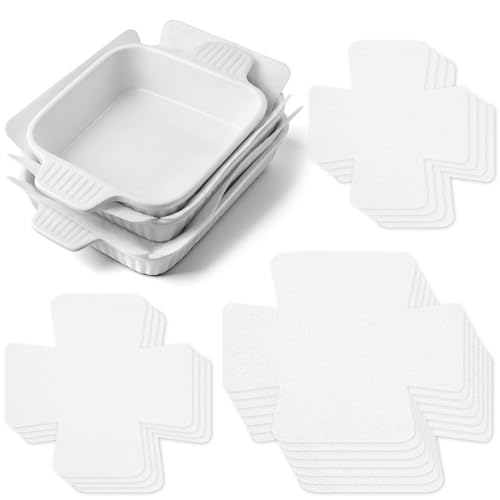 LemonRoad Set of 16 Bakeware Scratch Protectors Pot Pan Dish Divider Protector Pad for Stacking 3 Size Padded Pot Pan Cookware Protector Extra Thick Felt Prevent Chip Crack When Stacking (White)