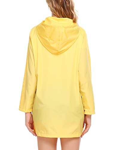 Soteer Womens Lightweight Raincoat Hooded Waterproof Active Outdoor Rain Jacket(Yellow-M) #TOP3