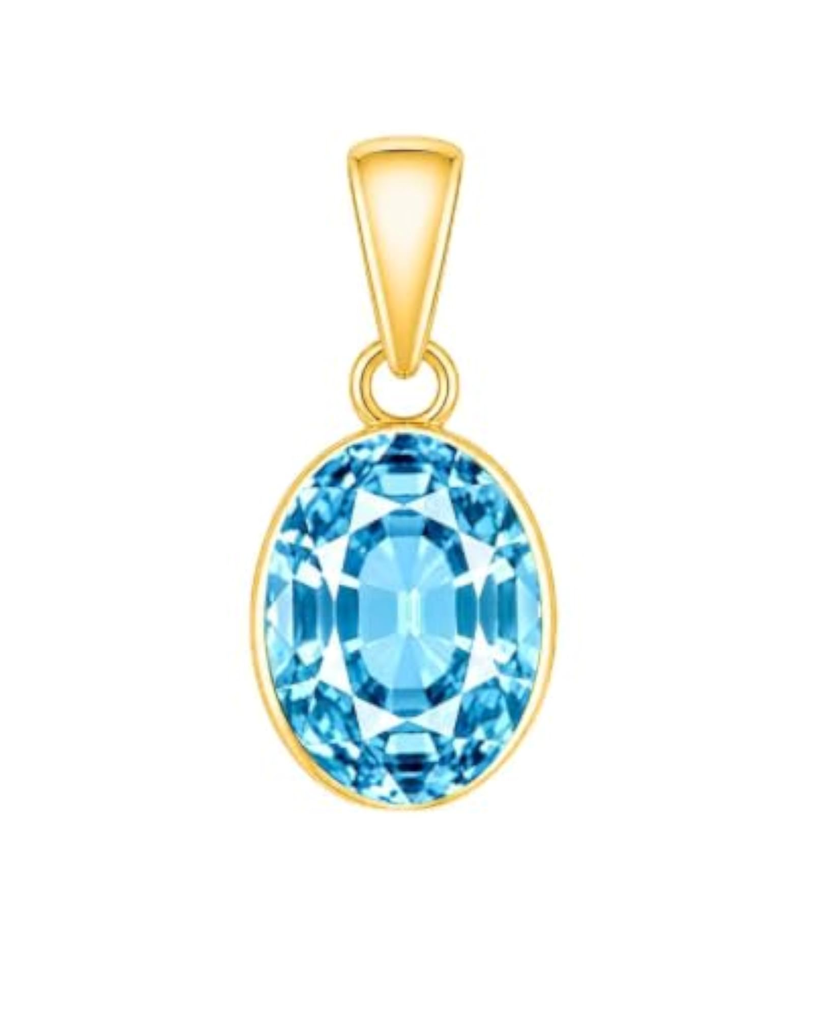 Natural Aquamarine Gemstone Panchdhatu Pendant for Calm & Clarity