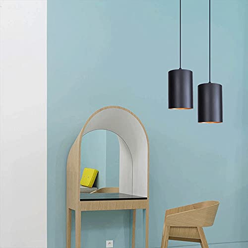 Luces colgantes negras creativas E27 para iluminación de techo en dormitorio y bar 4