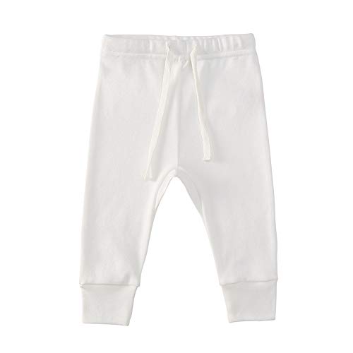 Owlivia Organic Cotton Baby Boy Girl 3-Pack Wiggle Pants Jogging Pants (3Pack Off-White, 3-6Months) #TOP1