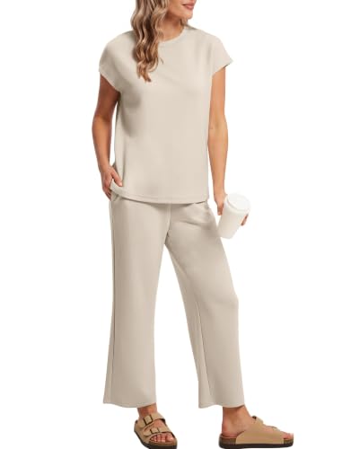 Ensemble décontracté manches courtes et pantalon large au tissu fluide ultra léger