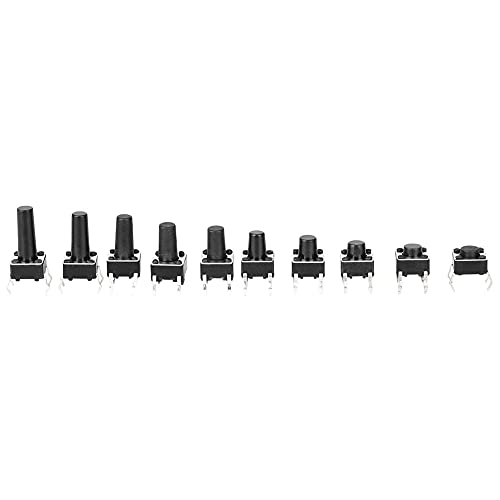 200 sztuk Przełącznik Dotykowy Wciskany 6x6mm Mini Momentary Tact Switch Kit dla Elektroniki Projektów DIY (Czarny)