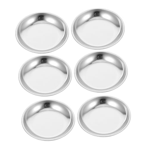 6Pcs Stainless Steel Tea Bag Dish Round Coaster Trays for Tea Bags Strainers Compact Design for Home Office Tea Preparation