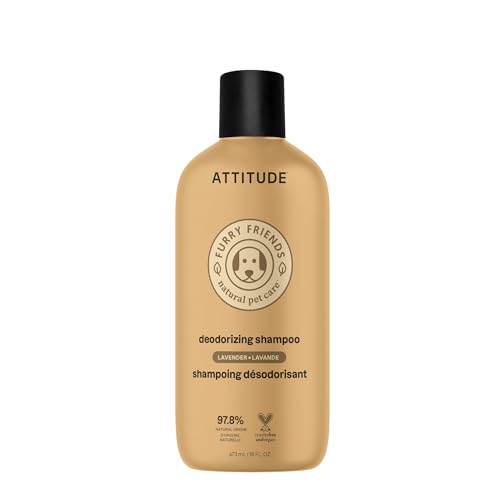 ATTITUDE Champú desodorizante para gatos y perros, ingredientes a base de plantas y minerales, vegano, lavanda, 473 ml