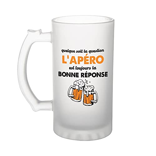 Planetee Chope de bière Apéro la bonne réponse - Verre à bière humour