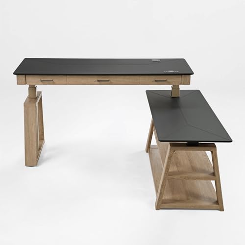 Image of EUREKA ERGONOMIC L Shaped Standing Desk Ark EX, 60in Executive Adjustable Height Office Desk with Drawers,Computer Desk with Storage, Modern Executive Home Office,Oak Grey