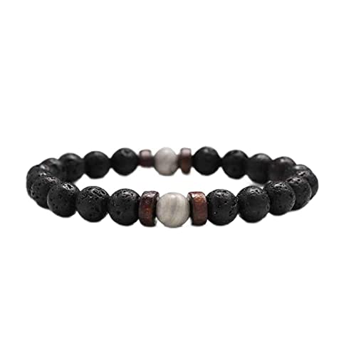 Pulsera de piedra de lava LMMSHX para el día a día masculino con piedras naturales