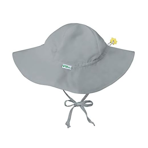 i play. by green sprouts Baby Brim Hat | All-Day UPF 50+ Sun Protection for Head, Neck, Eyes, Gray, 0/6mo