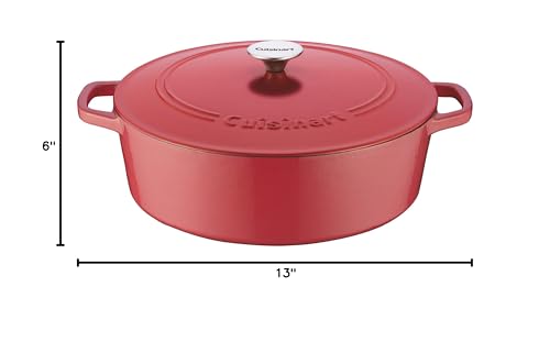 Image of Cuisinart Chef's Classic Enameled Cast Iron Dutch Oven with Lid, Porcelain Enameled Interior, Oven Safe, Induction Compatible, 7-Quart, Oval, Peony Pink