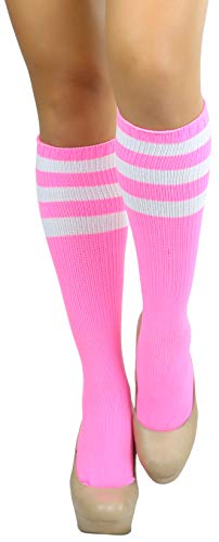 Image of ToBeInStyle Women's Premium Below Knee Athletic Socks w /Contrasting Wide Stripes