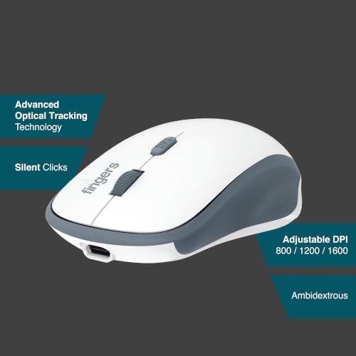 Image of FINGERS MiniClicks Duo D7 - Wireless Bluetooth Keyboard Mouse Combo (Rechargeable & BT | 75% Compact - 78 Keys | X-Scissor Keys | 18-Day Backup | Windows, macOS, Linux, ChromeOS) (Classic White) | Rechargeable design offers long-lasting use with up to 18 days backup, making it reliable for office, study and remote setups