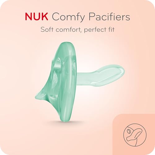 NUK Timeless Comfy Pacifier | 100% Silicone, One-Piece Design | BPA-Free, Gentle on Baby’s Skin | 5-Pack, for 6-18M