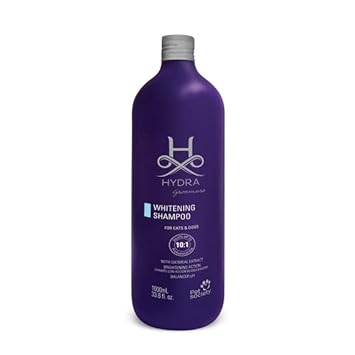 Hydra Groomer's Whitening Shampoo for Cats and Dogs | Contains an Optical Brightener That Reduces The Yellow in The Coat | Oatmeal Extract Moisturizes and Softens The Coat ? 1 Litre